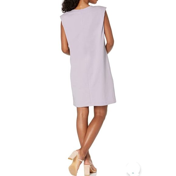 The Drop Women's Sz M Mariana Dusty Purple Strong Shoulder Knee Length Dress NEW - Picture 2 of 8